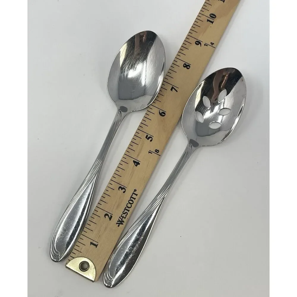 Oneida Camber Cresta Windswept Scroll Serving Spoon 8.5” Fork 8.75” Set Of 2